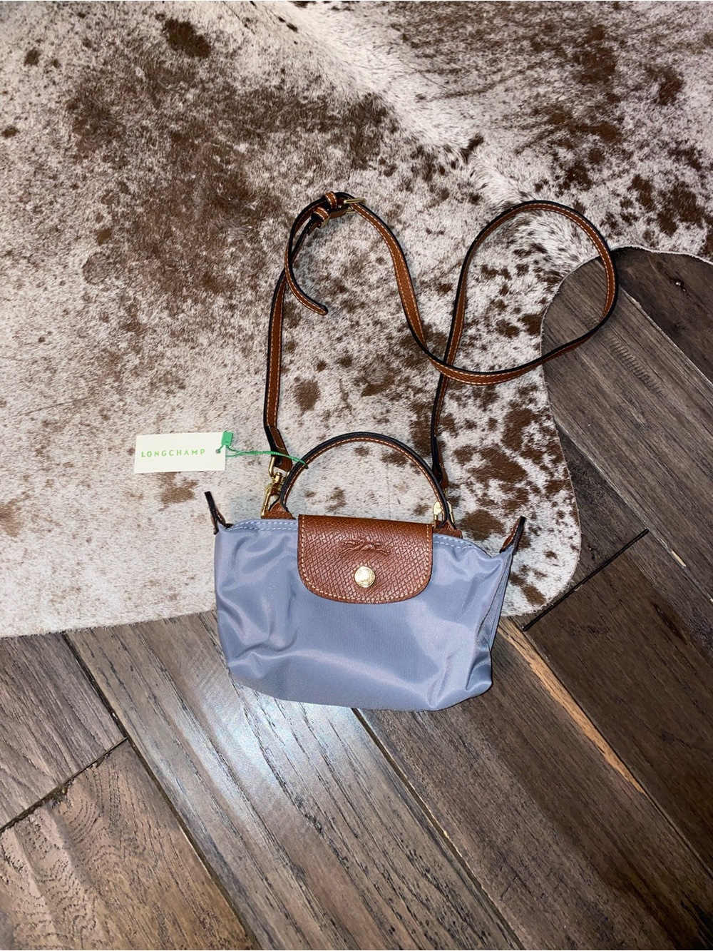 Longchamp Nylon Crossbody with Brown Leather Trim